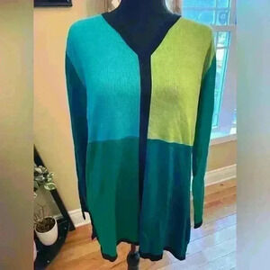 Diane Von Furstenberg Silk Assets Vneck Colorblock Sweater Womens Sz M 100% Silk
